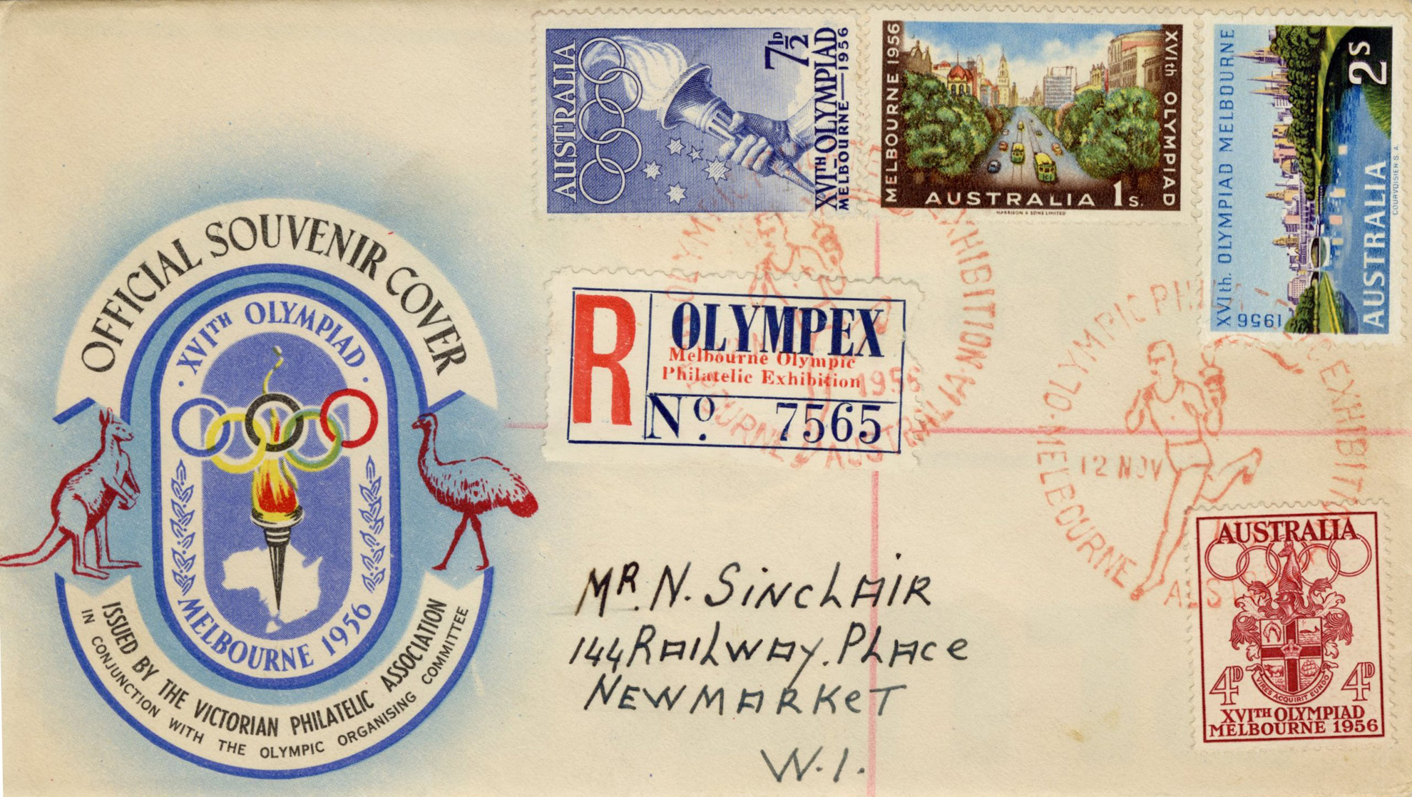 Offical Souvenir Envelope For 1956 Olympic Games City Collection