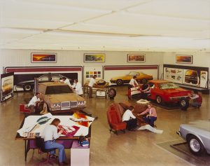Photograph of main Holden styling studio showing stages in design, c.1975