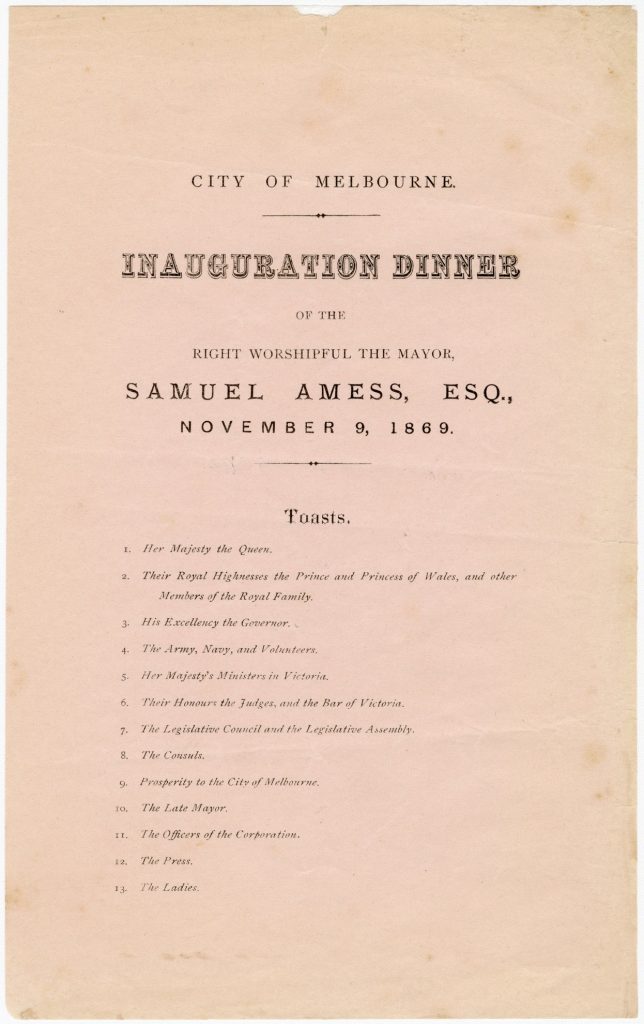 Menu for the inauguration dinner for Mayor Samuel Amess image 1086396-3