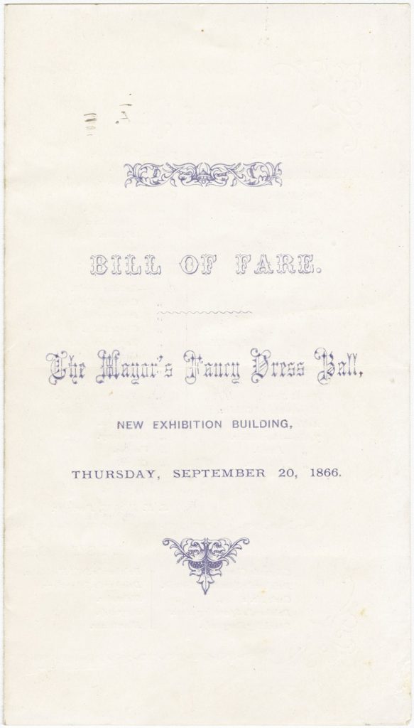 Bill of Fare for the Lord Mayor’s fancy dress ball