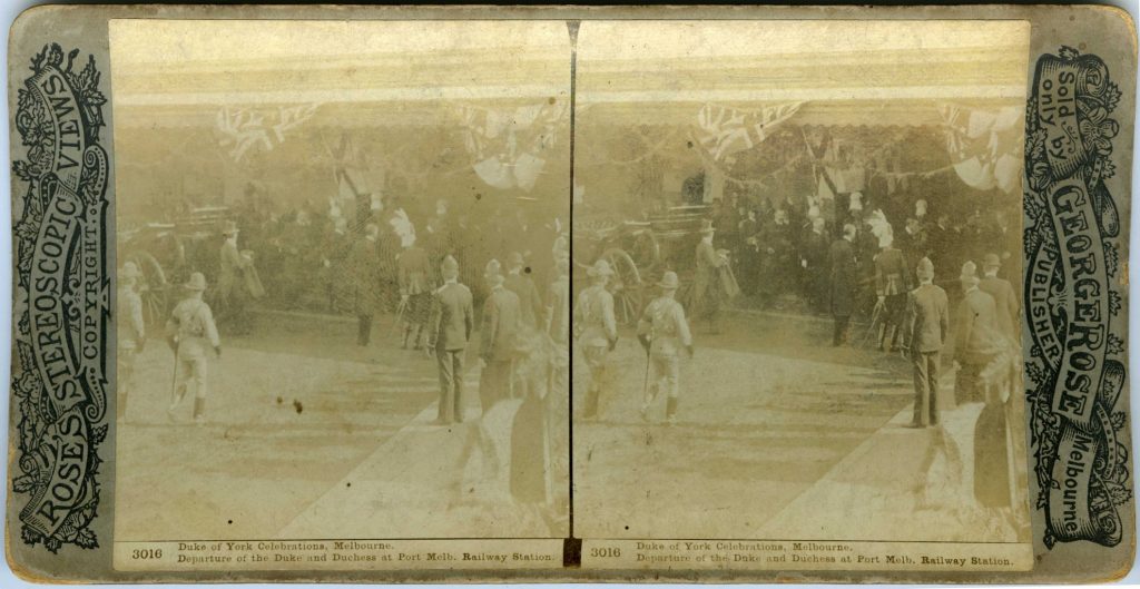 3016. Duke of York Celebrations Melbourne: The Departure of the Duke and Duchess at Port Melbourne Railway Station.