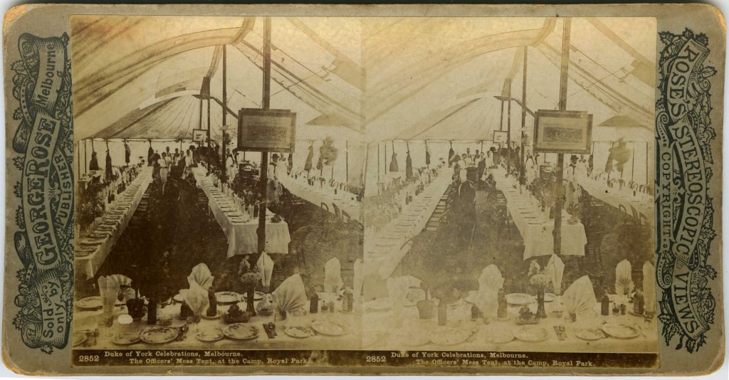 2852. Duke of York Celebrations Melbourne: The Officers’ Mess Tent at the Camp. Royal Park.