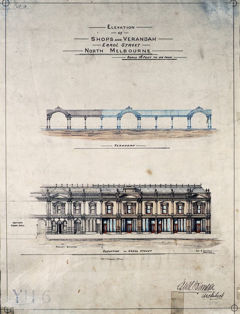 Elevation of Shops and Verandah, Errol St