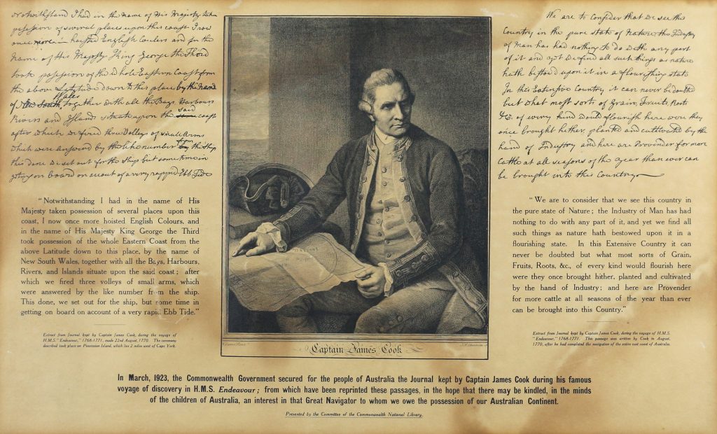 Portrait of Captain Cook with journal extracts image 1087739-2