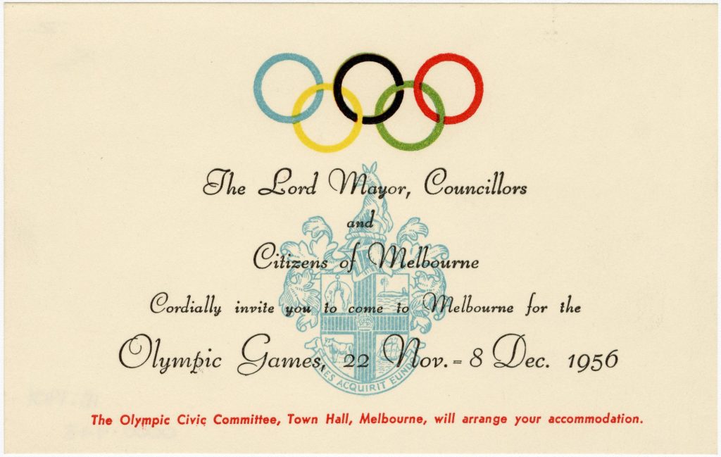 Invitation to the 1956 Melbourne Olympics