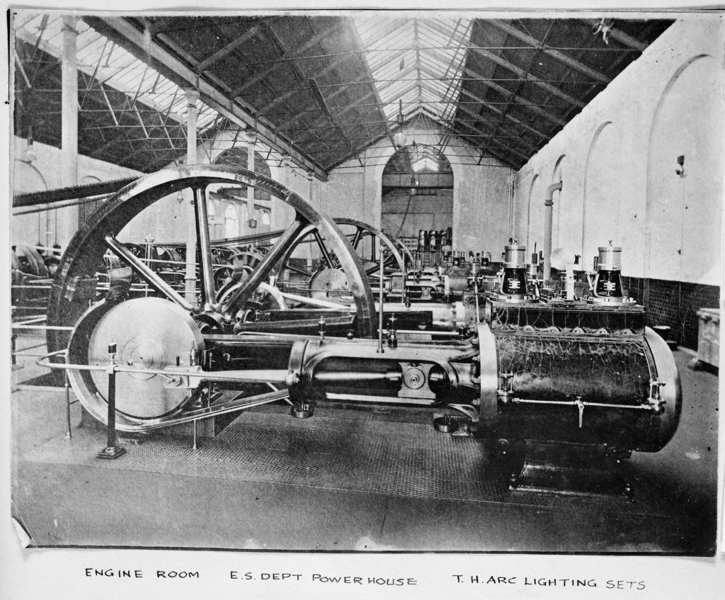 Engine Room, Electricity Supply Dept. Powerhouse T.H. Arc Lighting Sets