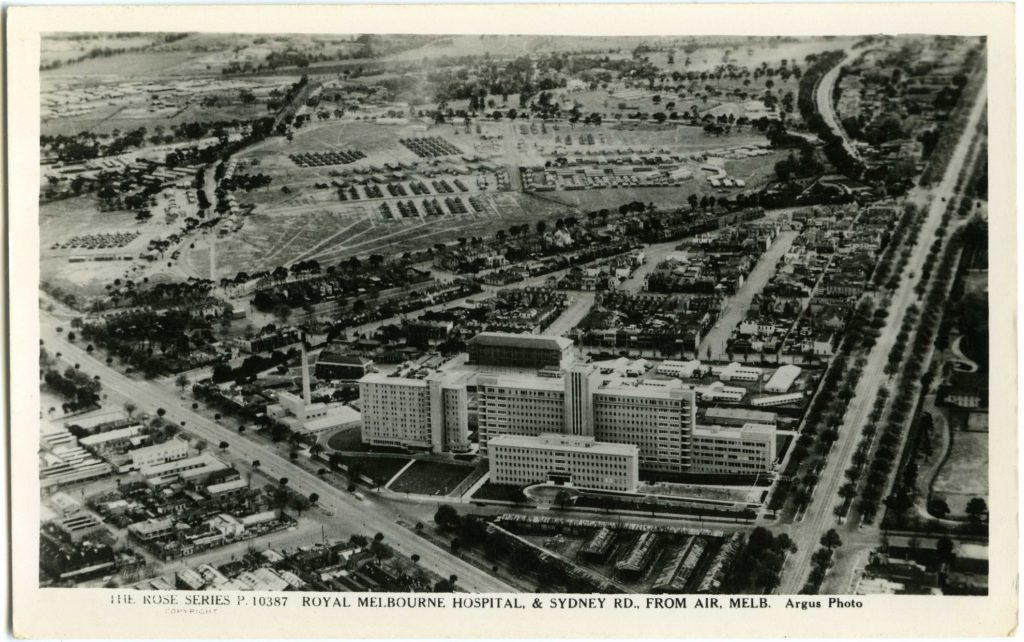 Royal Melbourne Hospital & Sydney Rd. From Air, Melb