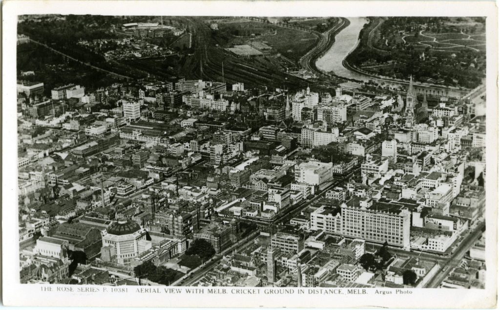 Aerial View with Melb. Cricket Ground in Distance, Melb