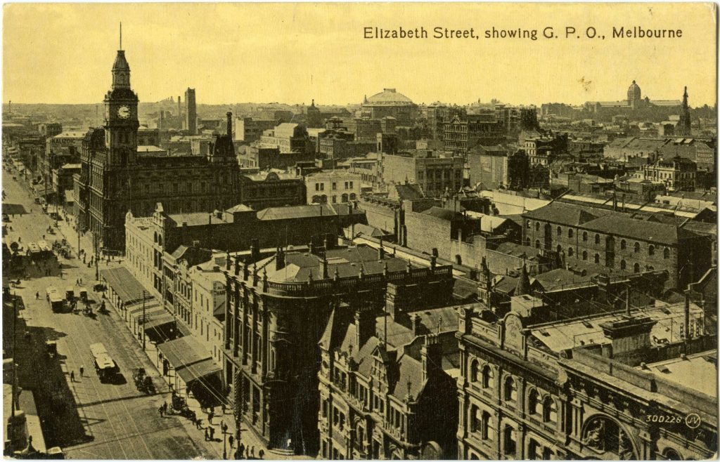 Elizabeth Street, showing G.P.O., Melbourne