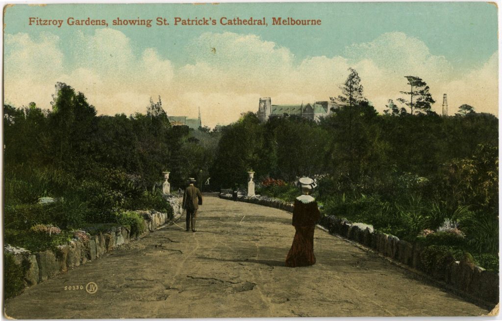 Fitzroy Gardens showing St Patrick’s Cathedral, Melbourne
