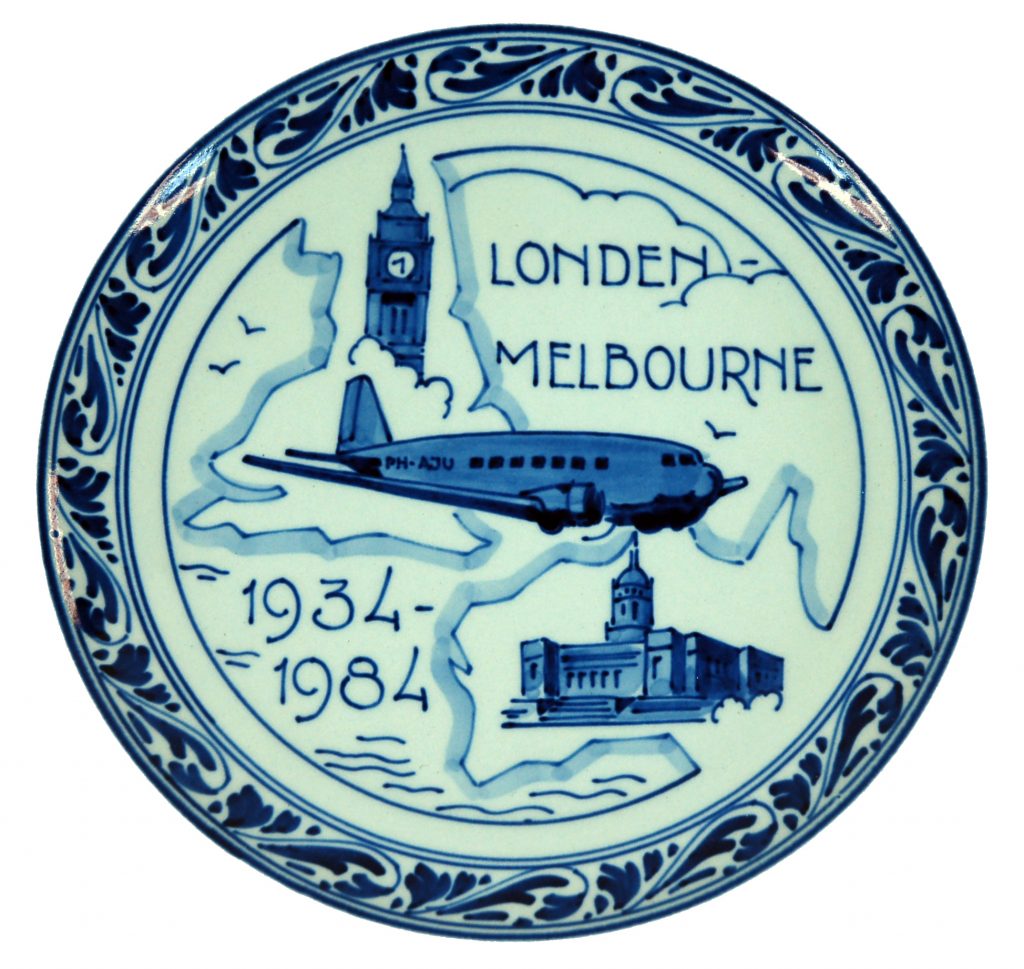 Plate, 50th anniversary of the MacRobertson Air Race