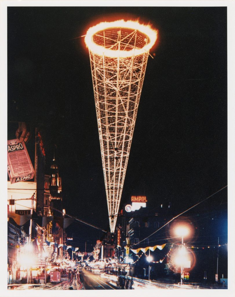 Image of a large decorative olympic torch, for the 1956 Melbourne Olympic Games