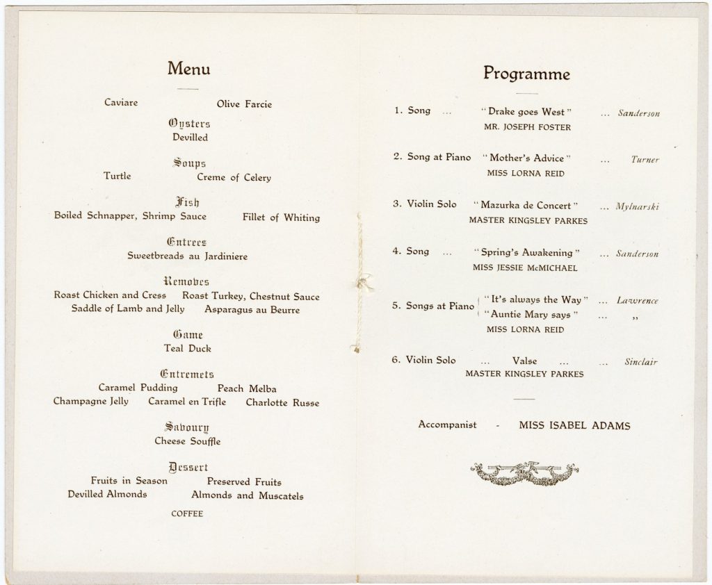 Menu for a dinner given by Lord Mayor John Warren Swanson image 1091458-2