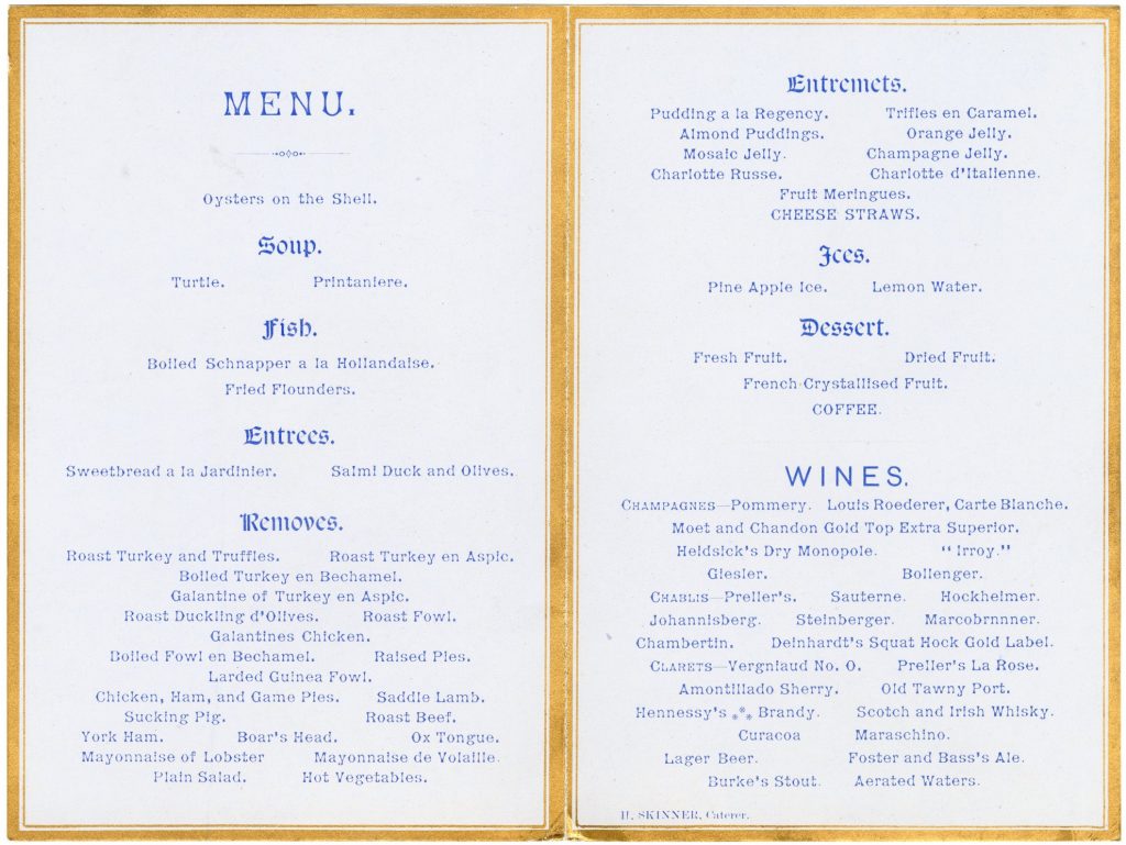 Menu for the inaugural dinner of Lord Mayor Benjamin Benjamin image 1091459-2