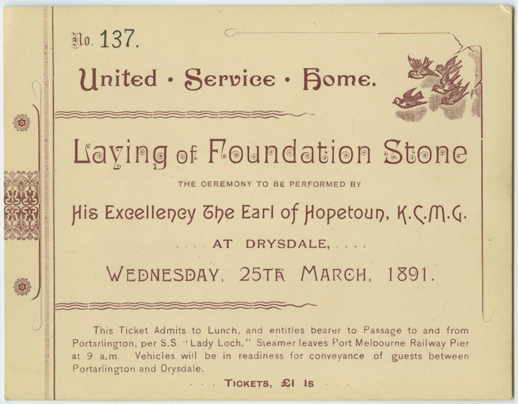 Ticket, Laying of the Foundation Stone at Drysdale