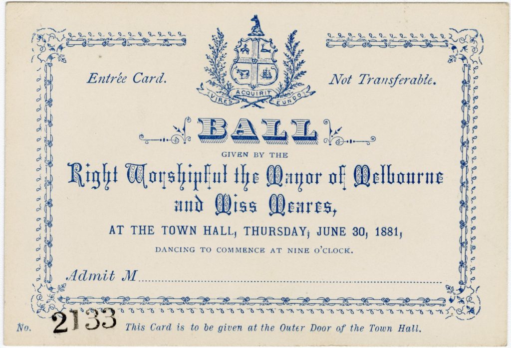 Entree card, Mayor’s Ball