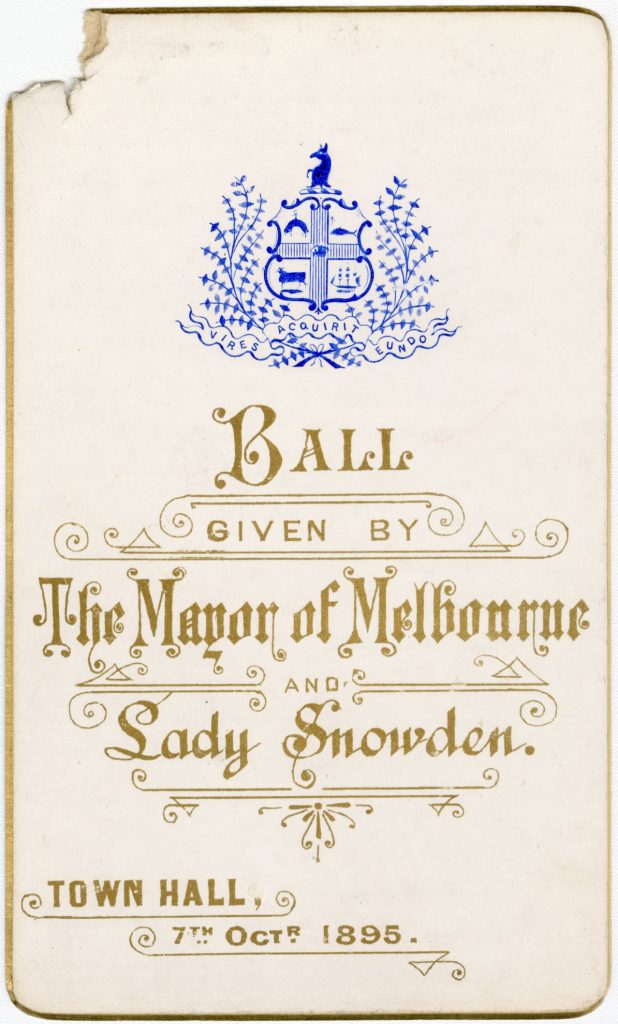 Dance card, Lord Mayor’s Ball