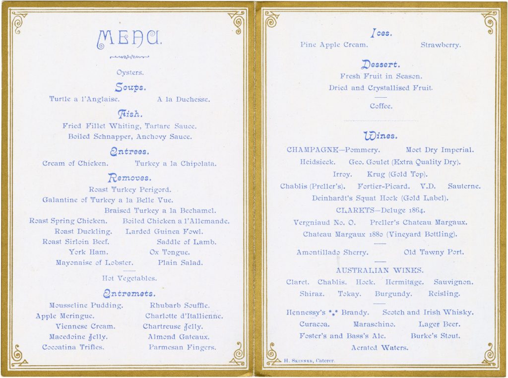 Menu for the inaugural dinner for Lord Mayor Arthur Snowden image 1091465-2