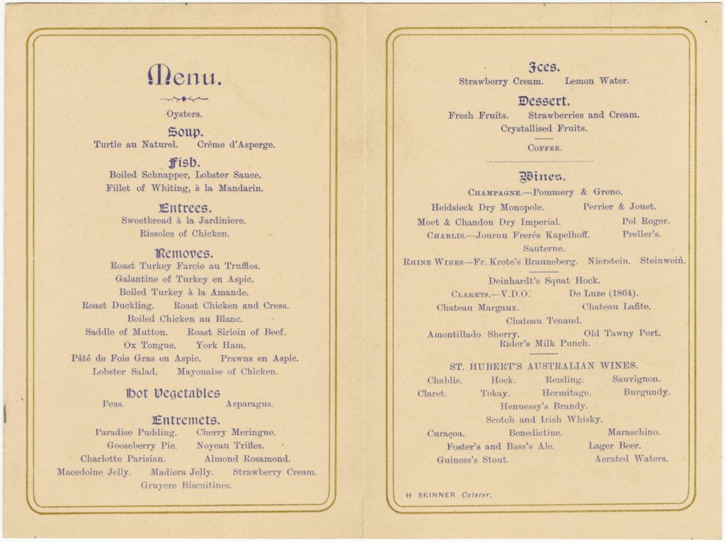 Menu for the inaugural dinner for Lord Mayor Malcolm McEacharn image 1091466-2