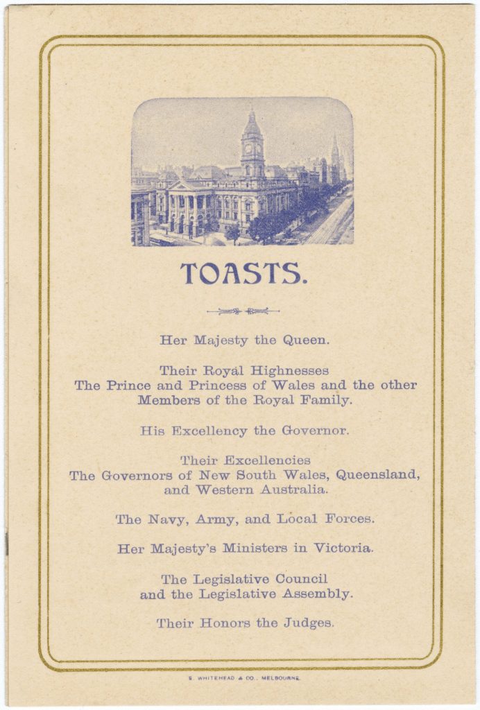 Menu for the inaugural dinner for Lord Mayor Malcolm McEacharn image 1091466-3