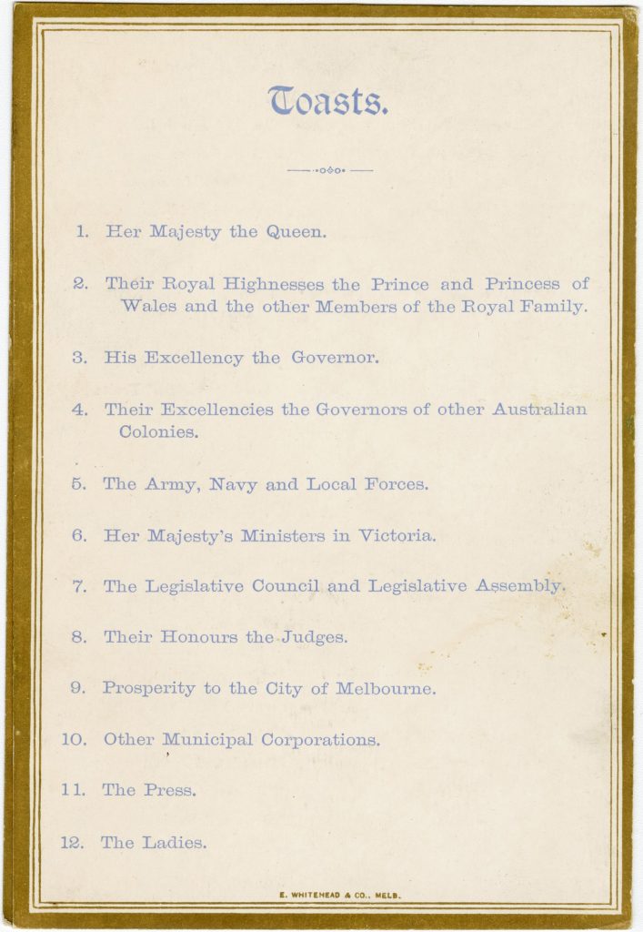 Menu for the inaugural dinner for Lord Mayor Matthew Lang image 1091469-3