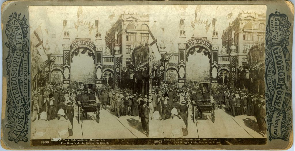 2903. Duke of York Celebrations, Melbourne. The king’s Arch, Swanston Street.