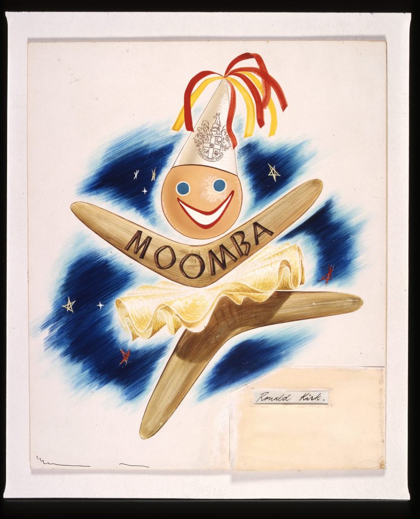 Moomba emblem – clown and boomerang