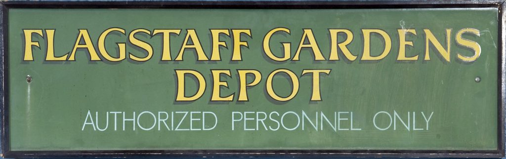 Sign, Flagstaff Gardens Depot