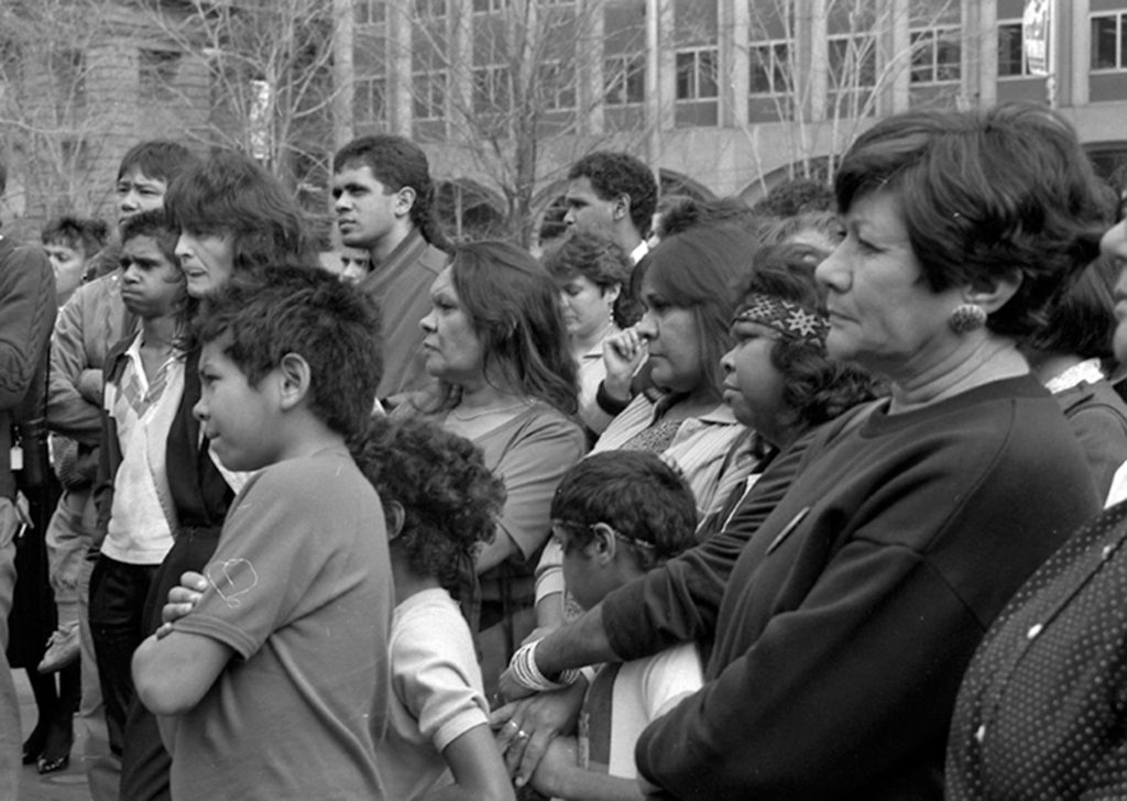 People watching dancers in City Square, NAIDOC week