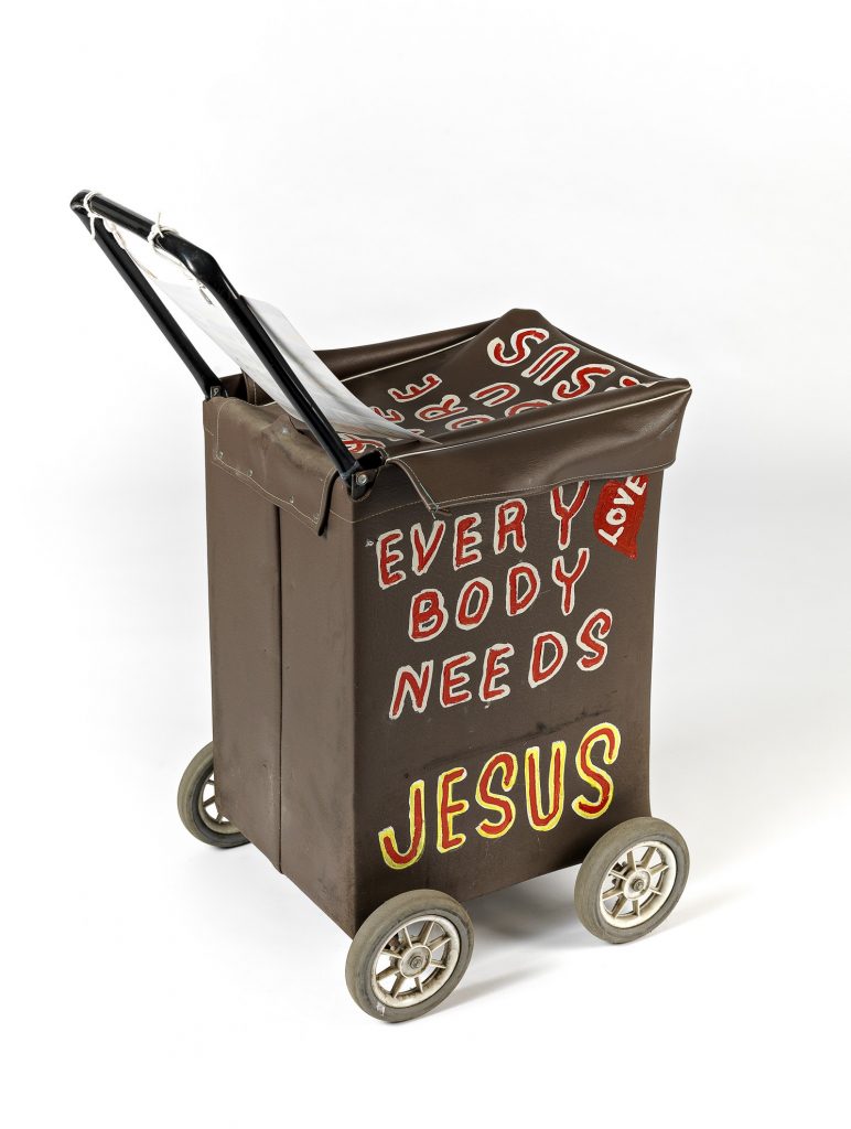 Jesus trolley 2 (brown) with additional sign