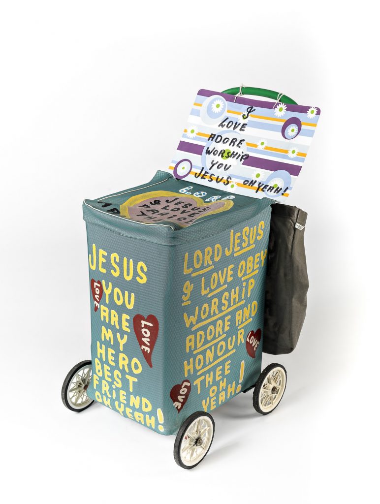 Jesus trolley 6 (light blue) with additional sign