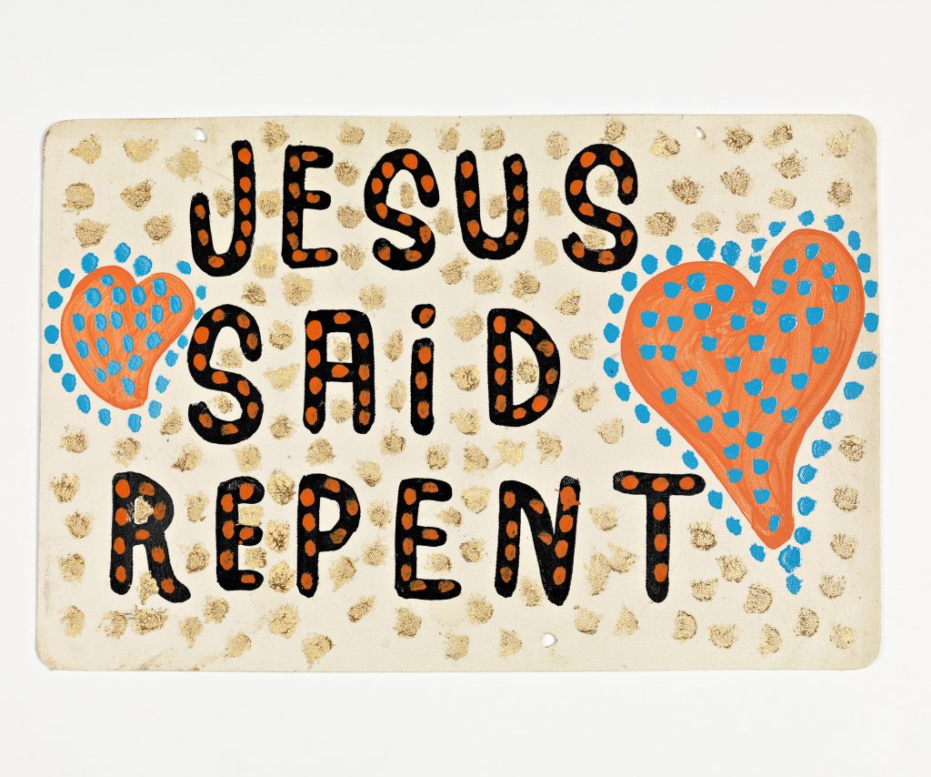 Jesus said repent (placemat sign)