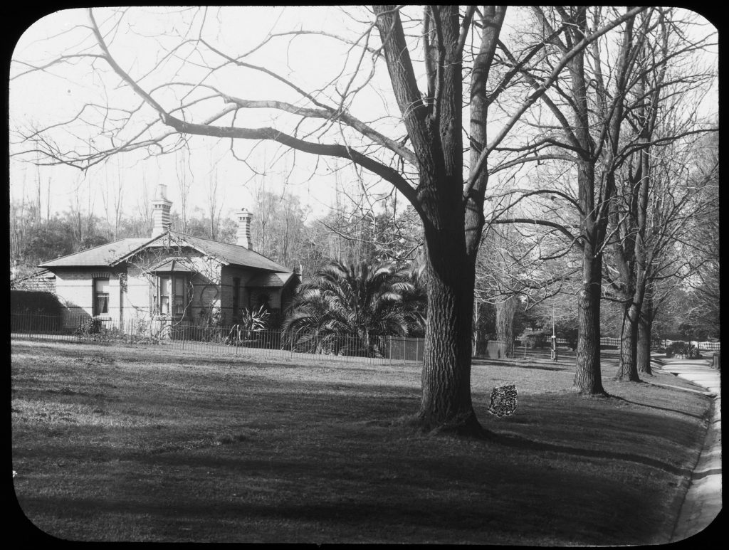 Glass lantern slide, Sinclair’s Cottage (The Lodge), Fitzroy Gardens