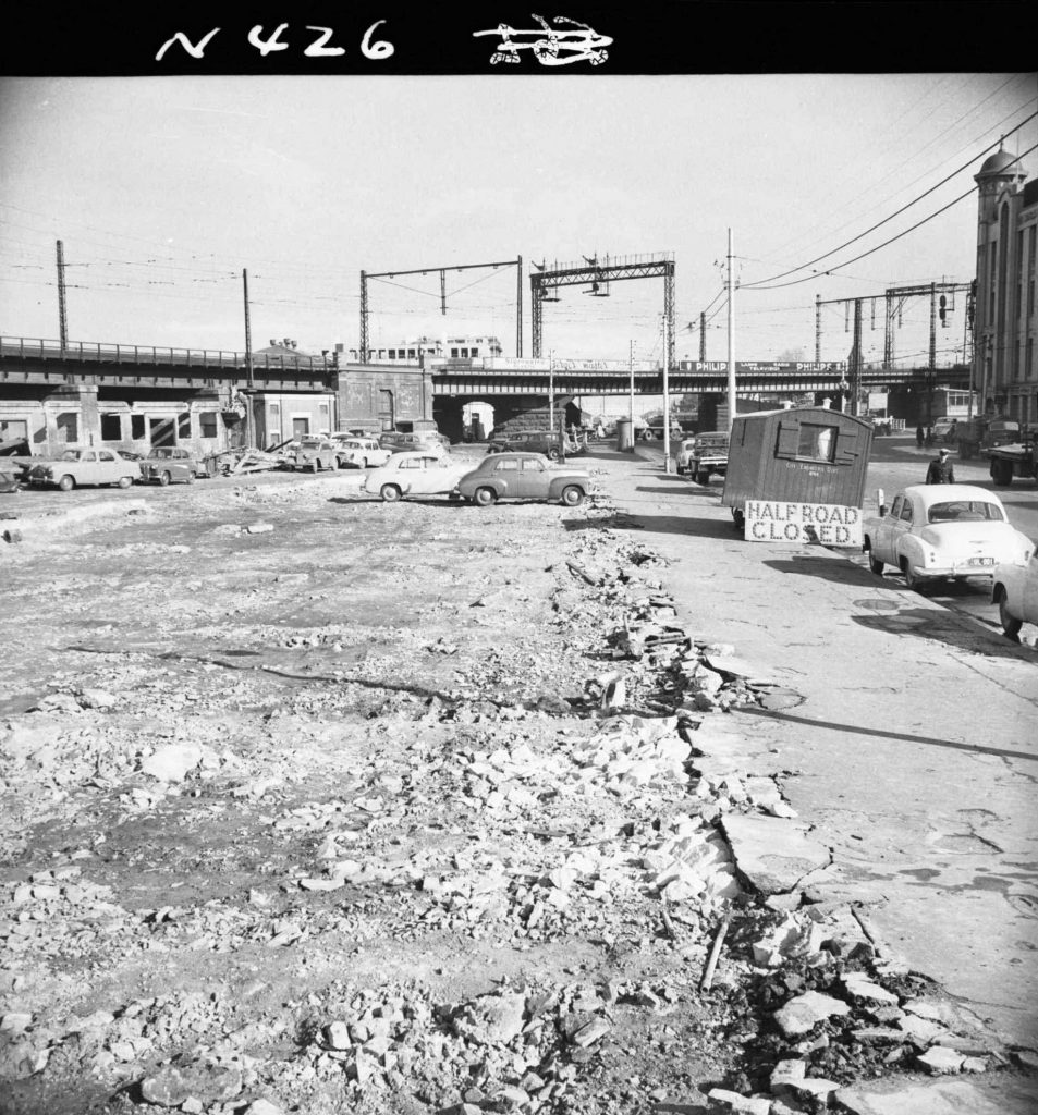 N426 Image showing demolitions during construction of the Flinders Street overpass