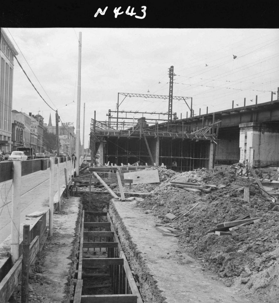 N443 Image showing excavations for the foundations of the Flinders Street overpass