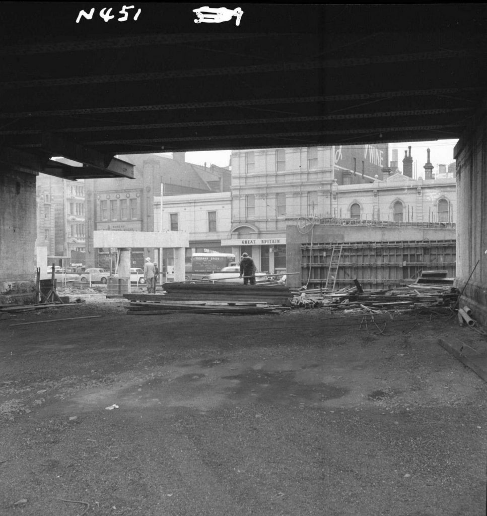 N451 Image showing the eastern end of the Flinders Street overpass under construction