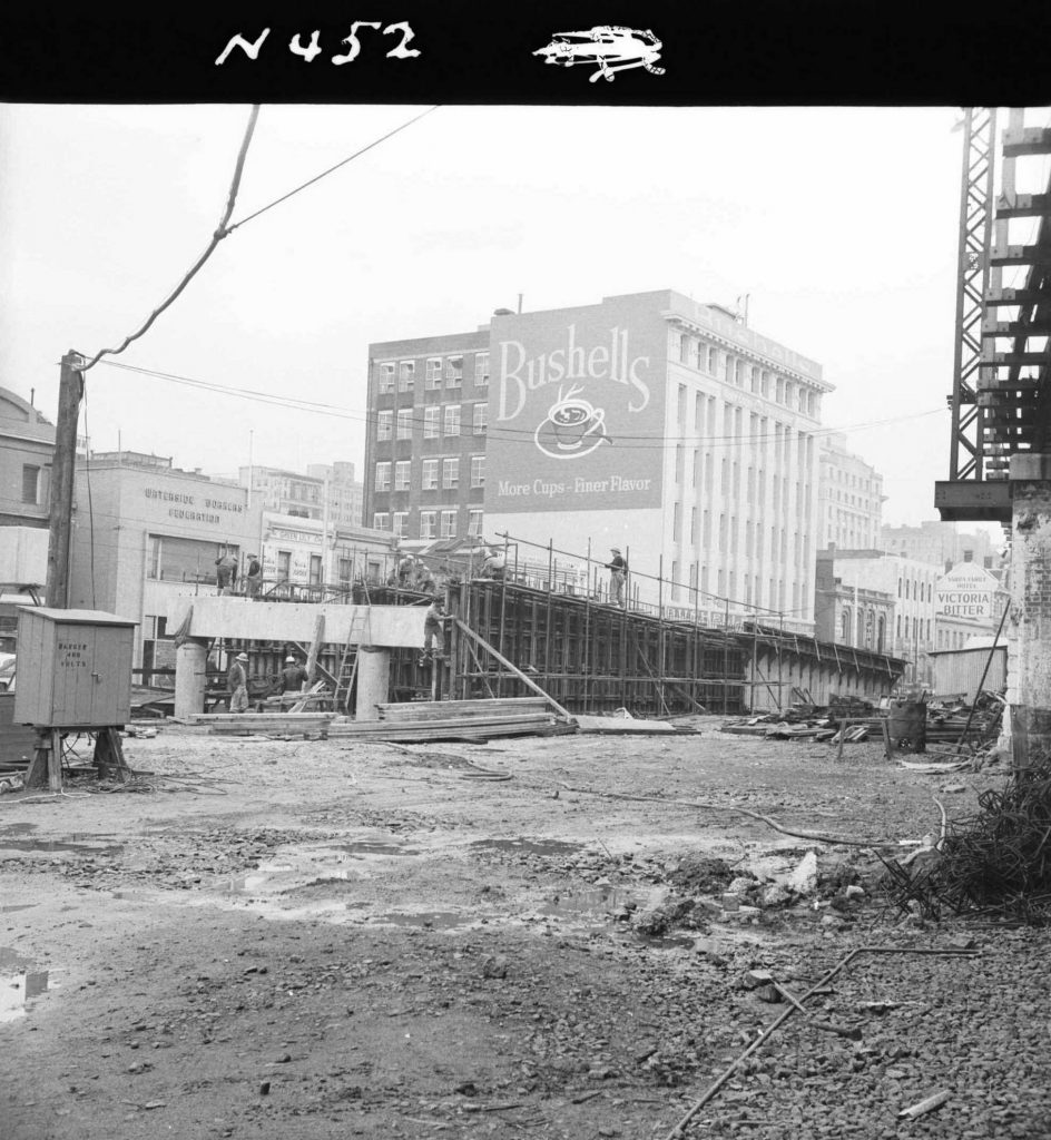 N452 Image showing the eastern end of the Flinders Street overpass under construction