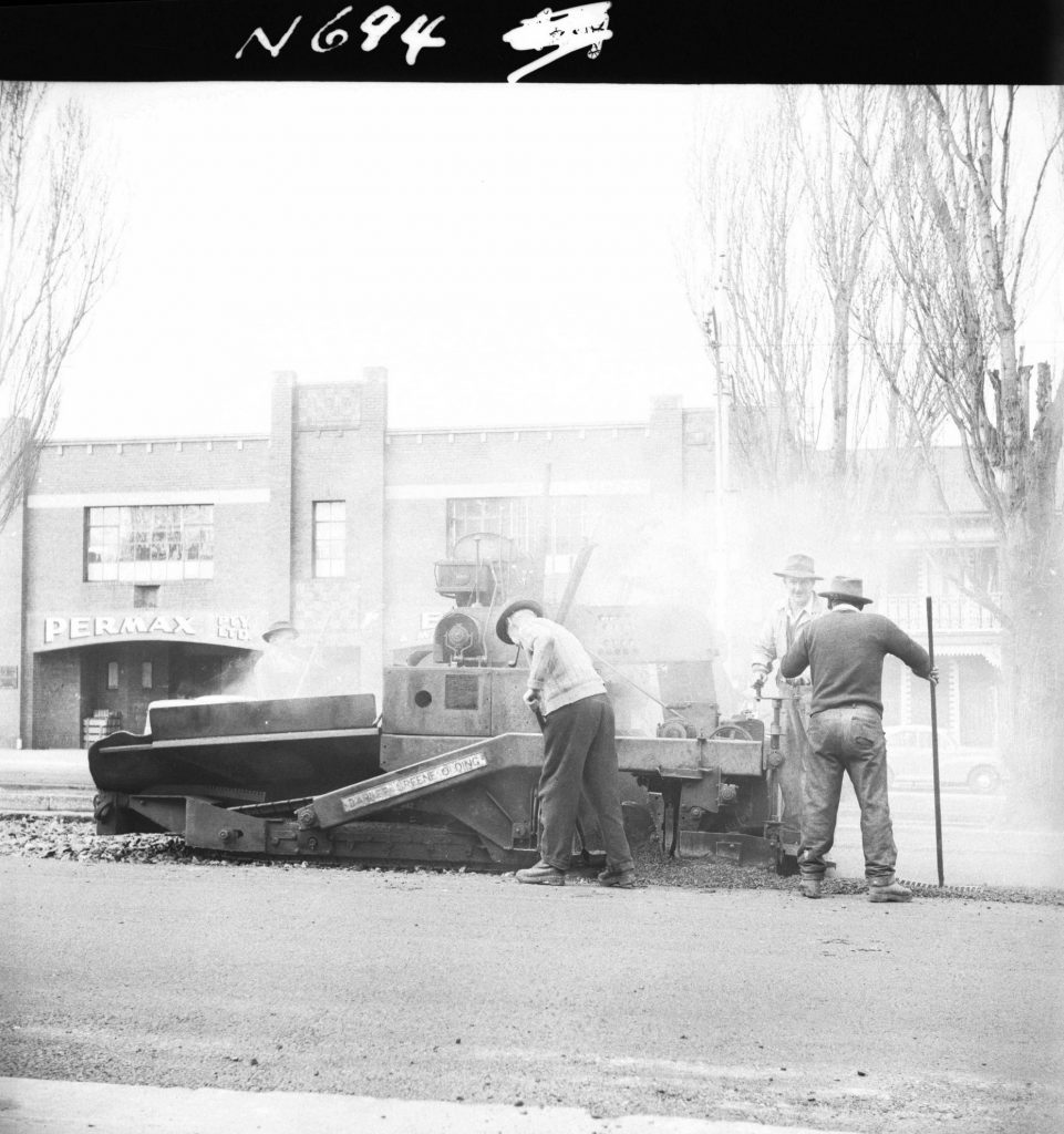 N694 Image showing a Barber-Greene machine laying a new road surface