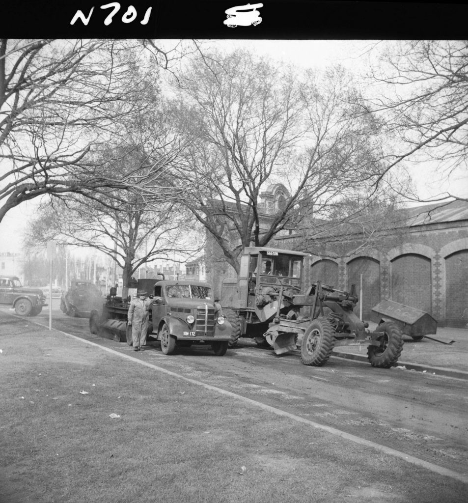 N701 Image showing a road heater and grader