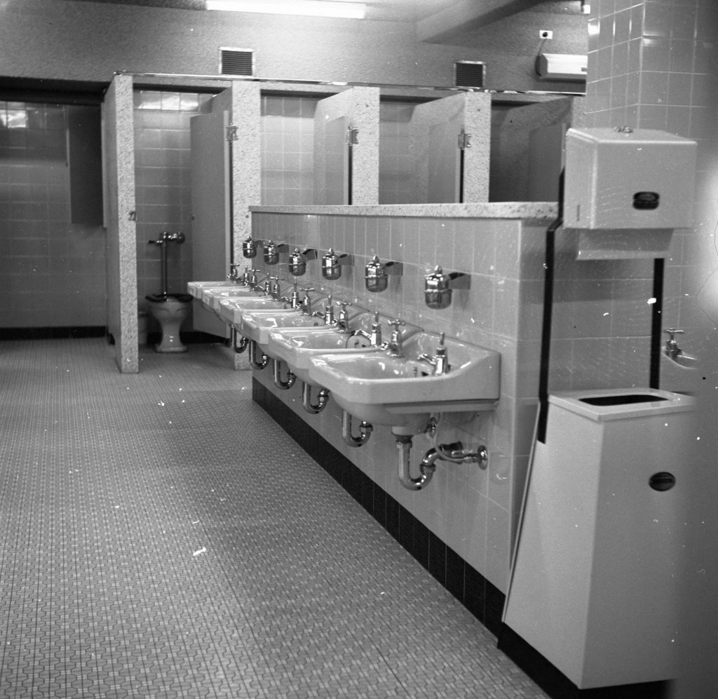 N838 Image showing interior of a new women’s bathroom on Collins Street