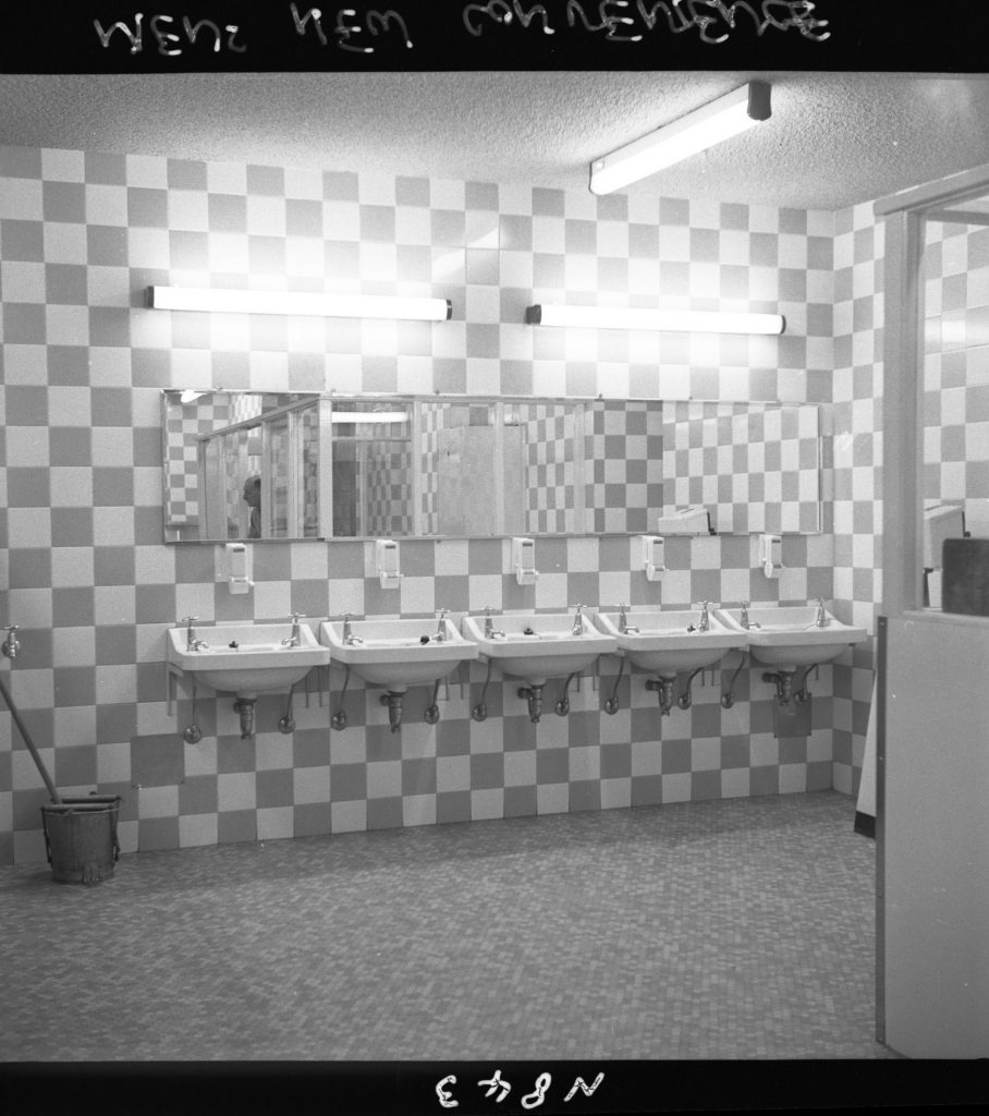 N843 Image showing interior of a new men’s bathroom on Collins Street