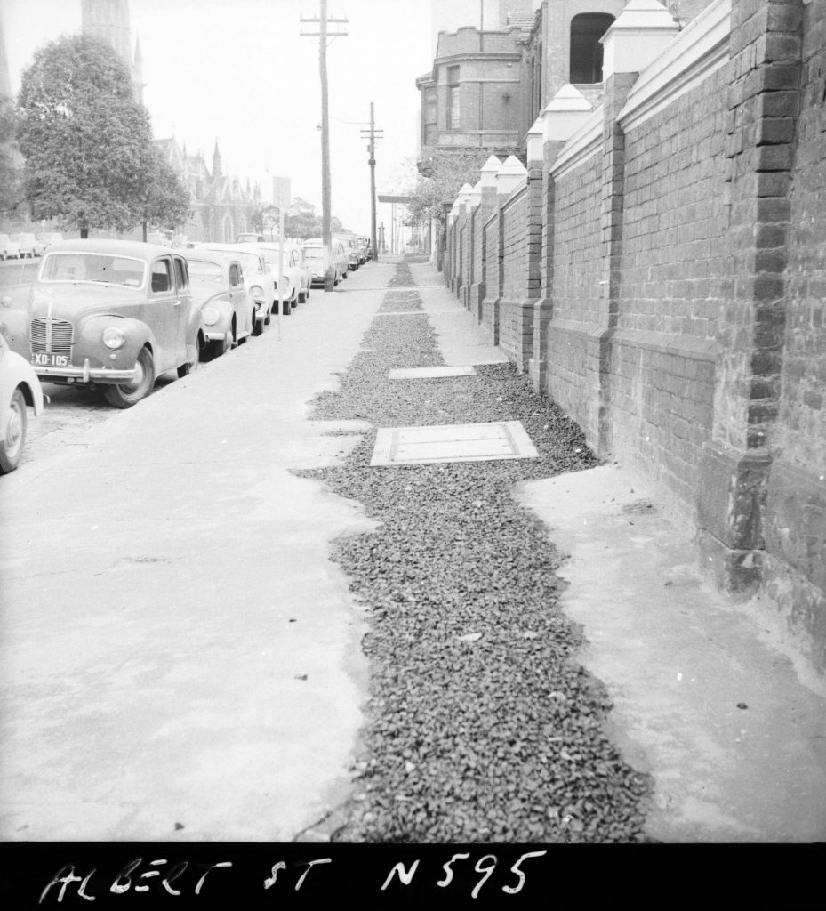 N595 Image showing footpath opening for the Postmaster-General trench on Albert Street, East Melbourne