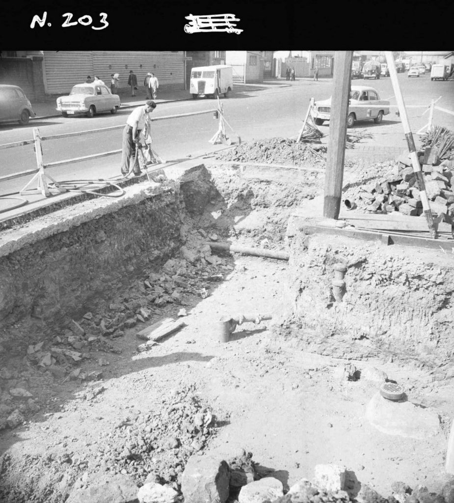 N203 Image showing excavations during construction of a weighbridge on Flinders Street