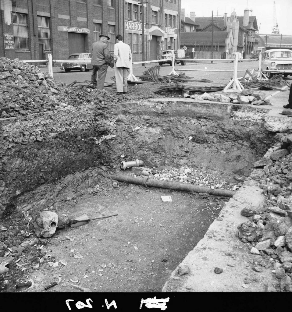 N207 Image showing excavations during construction of a weighbridge on Flinders Street