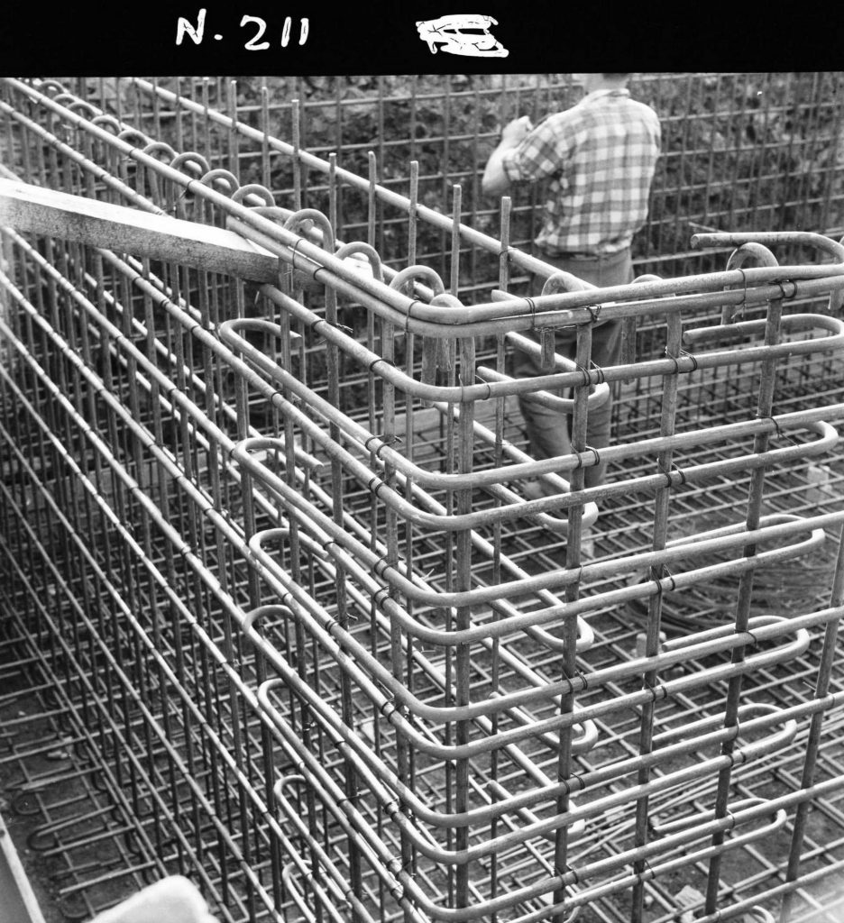 N211 Image showing corner details of the wall reinforcement during construction of a weighbridge on Flinders Street