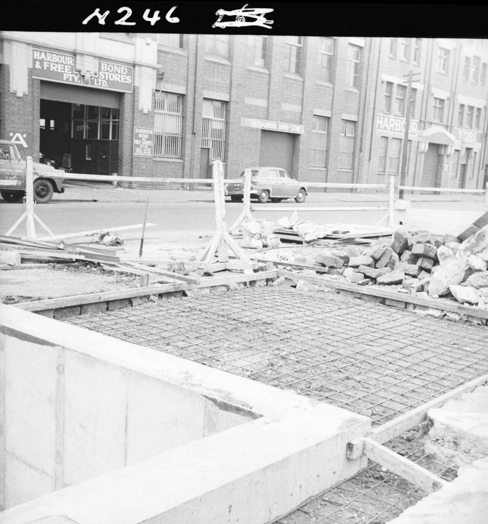 N246 Image showing reinforcement laid for pit approach during construction of a weighbridge on Flinders Street