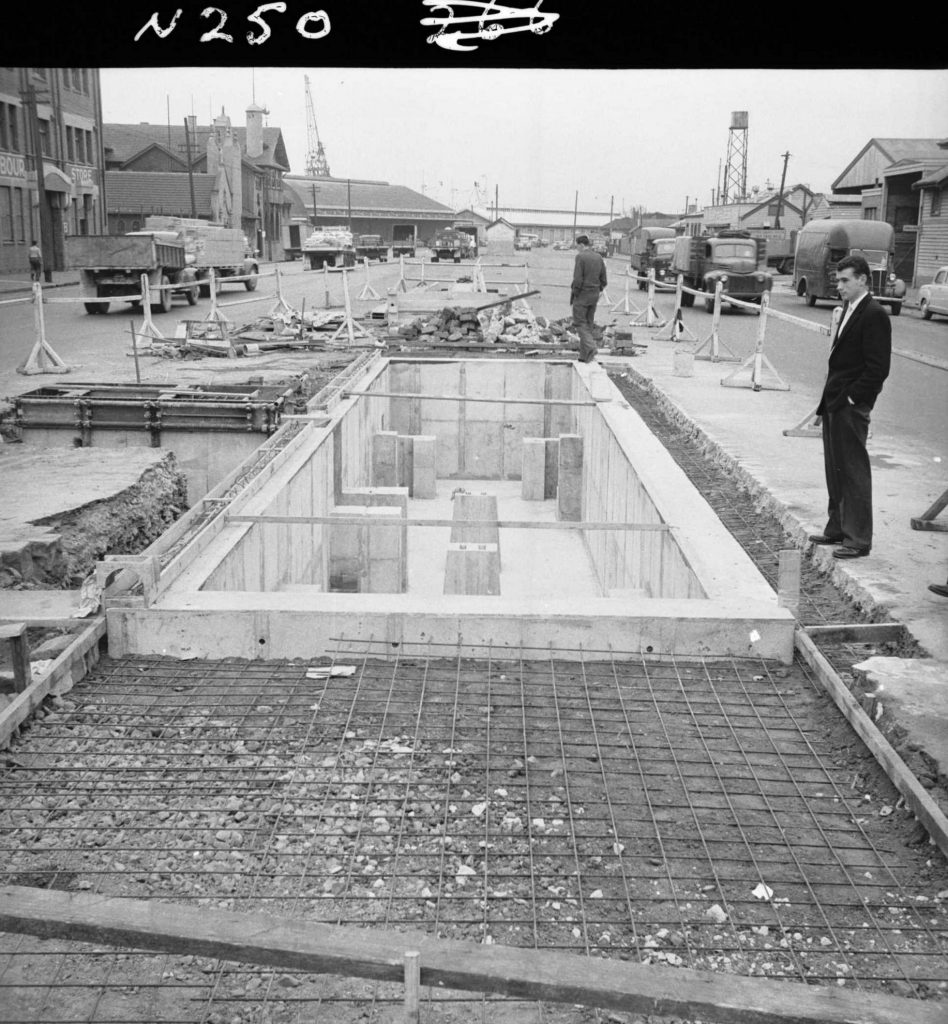 N250 Image showing a general view of the completed pit during construction of a weighbridge on Flinders Street