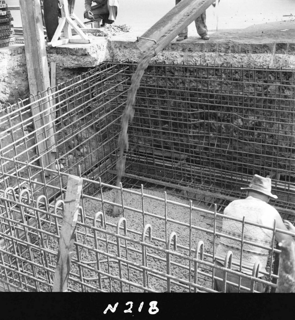 N218 Image showing the first pour of floor slab, during construction of a weighbridge on Flinders Street