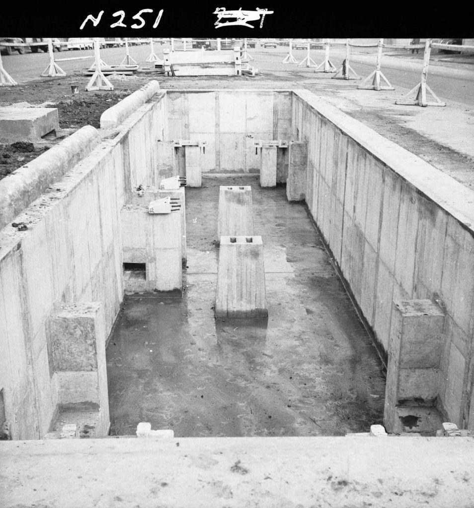 N251 Image showing a general view of the completed pit during construction of a weighbridge on Flinders Street