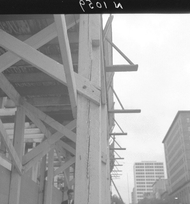 N1058 Image showing hoardings around the National Mutual Centre on Flinders Lane